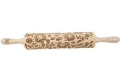 MoodForWood Trækagerulle, Graveret, 43 cm med Håndtag, Perfekt til Bagning - Vilde Roser Mønster Outlet