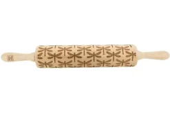 MoodForWood Trækagerulle, Graveret, 43 cm med Håndtag, Perfekt til Bagning - Guldsmedsmønster
