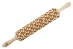 MoodForWood Trækagerulle, Graveret, 43 cm med Håndtag, Perfekt til Bagning - Komønster Online