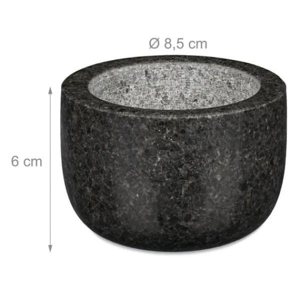 Morter og støder, granit, 6x8,5 cm, grå Clearance