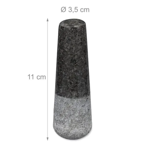 Morter og støder, granit, 6x8,5 cm, grå Clearance