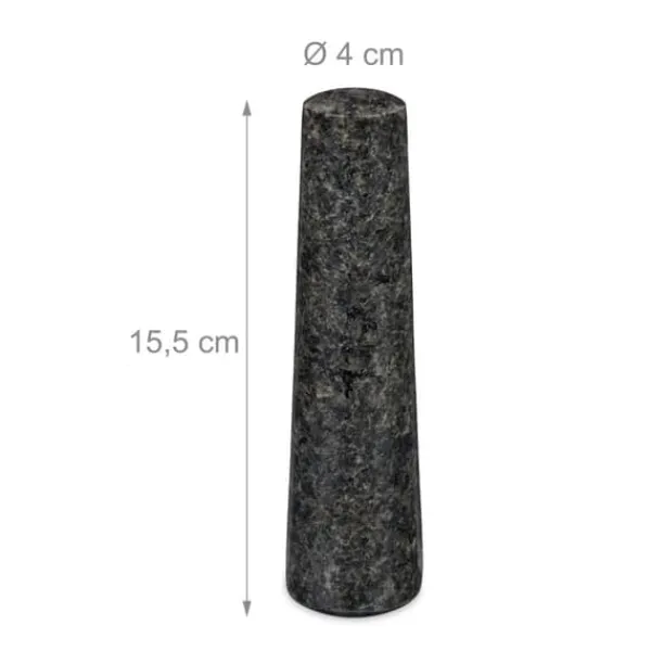 Mortere & Pistiller>Morter og støder, granit, 10x13,5 cm, grå