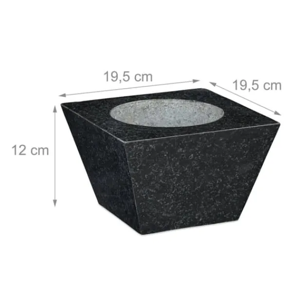 Mortere & Pistiller>Morter og støder, granit, 12x19,5x19,5 cm, sort