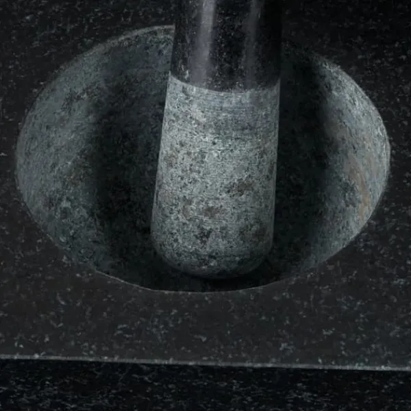 Mortere & Pistiller>Morter og støder, granit, 12x19,5x19,5 cm, sort