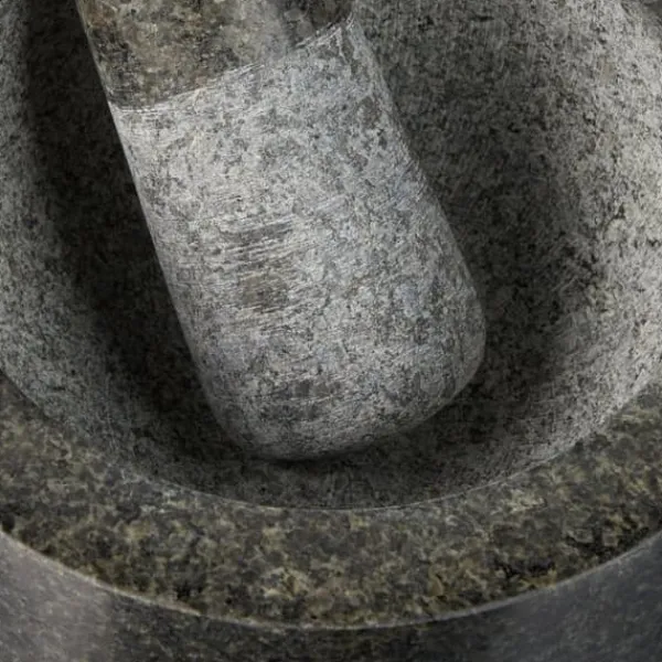 Morter og støder, 8x16 cm, grå, granit Hot