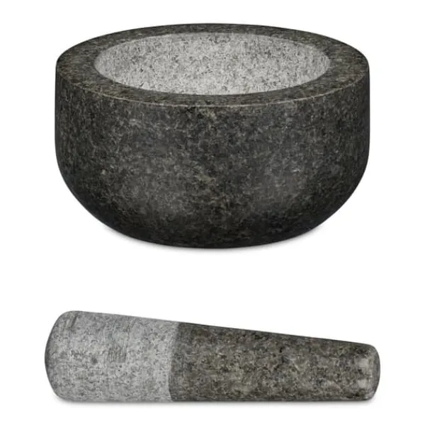 Morter og støder, 8x16 cm, grå, granit Hot