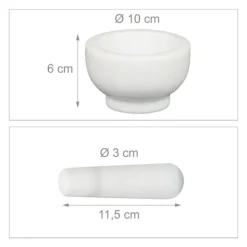 Morter og støder, 6x10 cm, Hvid, Marmor Discount
