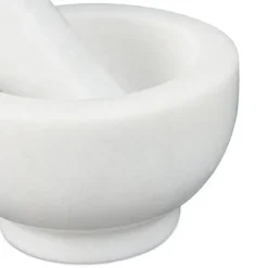 Morter og støder, 6x10 cm, Hvid, Marmor Discount