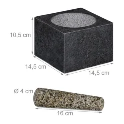 Morter og støder, 10.5x14.5x14.5 cm, grå