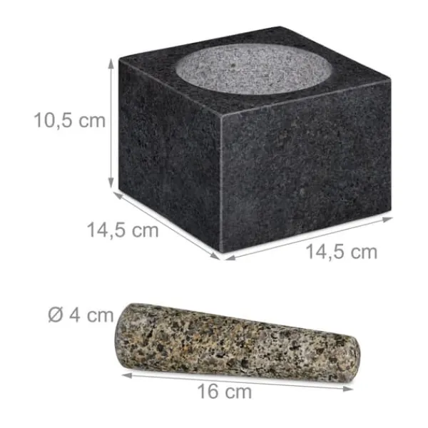 Morter og støder, 10.5x14.5x14.5 cm, grå