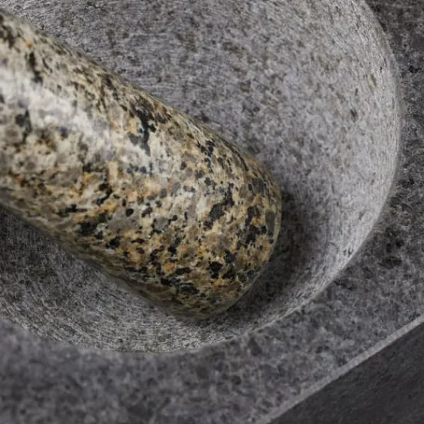 Morter og støder, 10.5x14.5x14.5 cm, grå