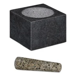 Morter og støder, 10.5x14.5x14.5 cm, grå