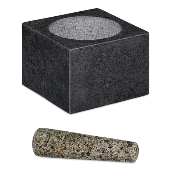 Morter og støder, 10.5x14.5x14.5 cm, grå