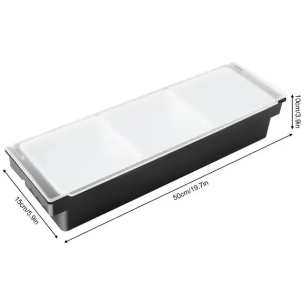 Multifunktionel krydderibeholder med låg - 3-delt indsats-sæt - 50×15×10 cm - Køkken- og baropbevaring - Sort New