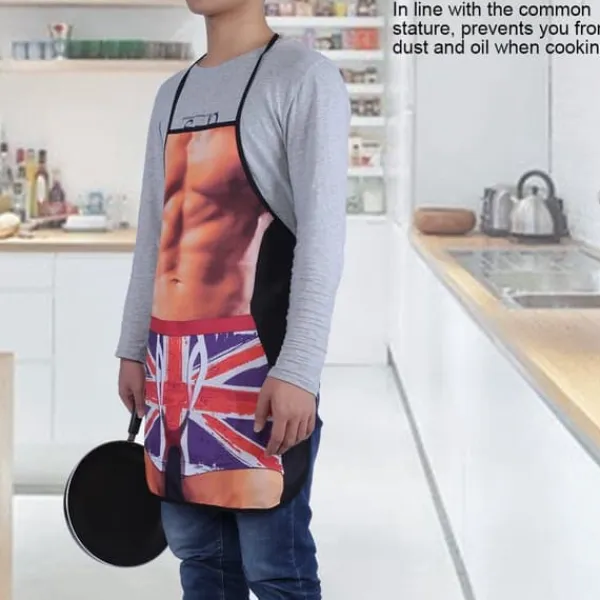 Forklæder>Muscle Man 3D Sjov Vandtæt Madlavningsforklæde