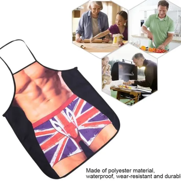 Forklæder>Muscle Man 3D Sjov Vandtæt Madlavningsforklæde