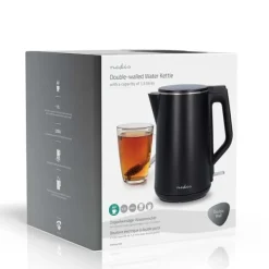 Nedis Elkedel | 1.5 l | Plast | Sort | Drejelig 360 grader | Skjult varmeelement | Strix®-controller | Beskyttelse mod kogetørring New