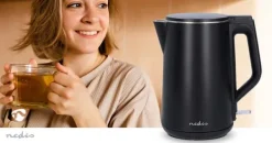 Nedis Elkedel | 1.5 l | Plast | Sort | Drejelig 360 grader | Skjult varmeelement | Strix®-controller | Beskyttelse mod kogetørring New