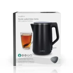 Nedis Elkedel | 1.5 l | Plast | Sort | Drejelig 360 grader | Skjult varmeelement | Strix®-controller | Beskyttelse mod kogetørring New