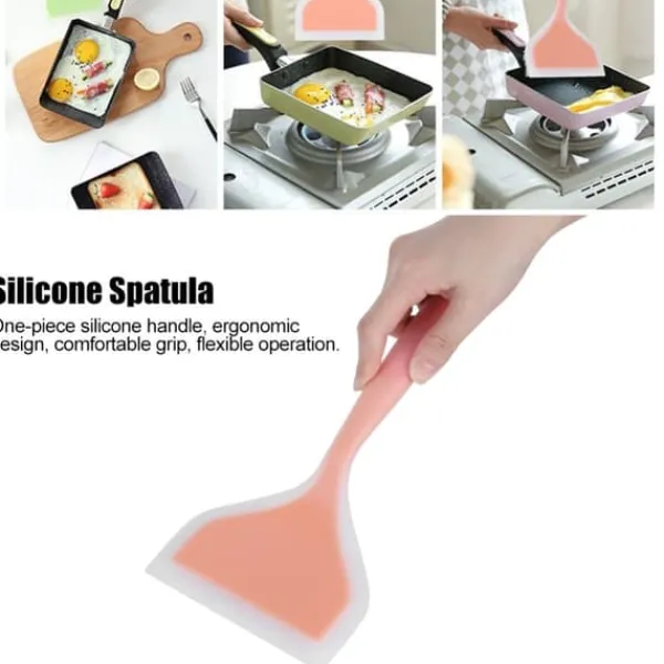 Stegepaletter>Non-stick silikone skovl spatel bred vender kage bøf pizza køkken køkkenredskaber (orange)
