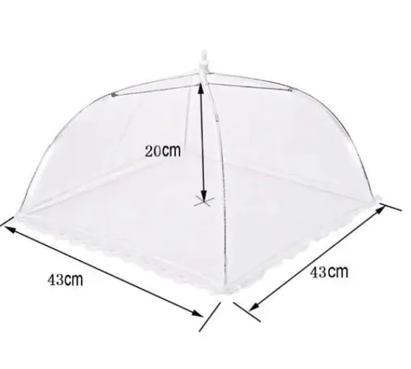 OBOSOE 4 stk mesh pop-up madparaply – foldbart insektnet til udendørs måltider, 43×43 cm, hvid