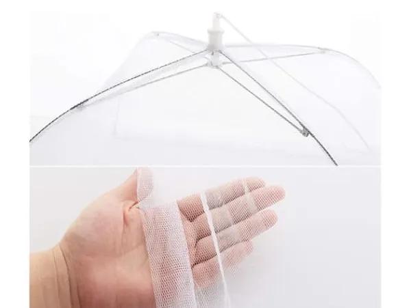 OBOSOE 4 stk mesh pop-up madparaply – foldbart insektnet til udendørs måltider, 43×43 cm, hvid