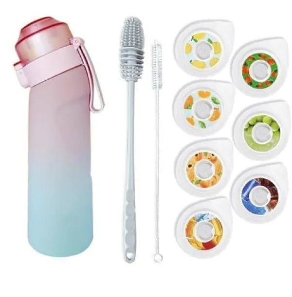 Beholdere Til Mad & Drikkevarer>OBOSOE Air-Up Luftvandsflaske 650ml – 7 smagskapsler | Sukkerfri & Aromatisk | Gradient Pink med Sup Tube