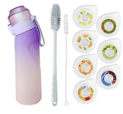 Beholdere Til Mad & Drikkevarer>OBOSOE Air-Up Luftvandsflaske 650ml – 7 smagskapsler | Sukkerfri & Aromatisk | Gradient lilla med Sup Tube