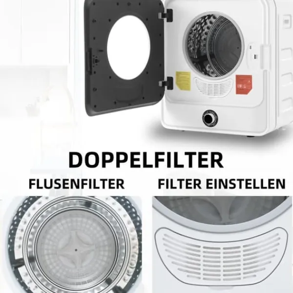 Tørretumblere>OBOSOE badeværelseslufttørrer 3 kg kapacitet rustfrit stål 830W flertrinsfilter 5 programmer vægmonterbar affugter