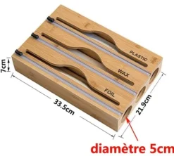 OBOSOE bambusdispenser til plastfilm og aluminiumsfolie - Organizer til 12,5 tommer ruller | Herunder vokspapir og bagepapir Sale