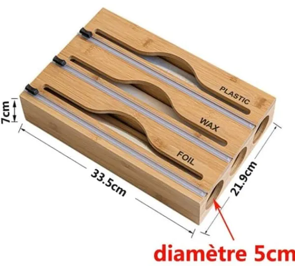 OBOSOE bambusdispenser til plastfilm og aluminiumsfolie - Organizer til 12,5 tommer ruller | Herunder vokspapir og bagepapir Sale