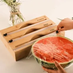 OBOSOE bambusdispenser til plastfilm og aluminiumsfolie - Organizer til 12,5 tommer ruller | Herunder vokspapir og bagepapir Sale