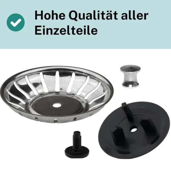 Kurv Til Køkkenvask>OBOSOE burventil til IKEA Atlant/Domsjö vask, Ø80 mm, stål og gummi