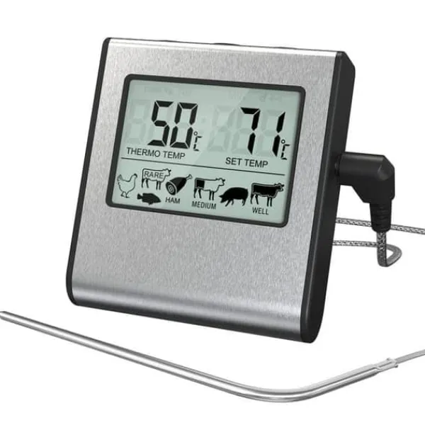 OBOSOE digitalt ovntermometer / kødtermometer med timer og bip - LCD kødtermometer til grill, ovn og rygning Sale
