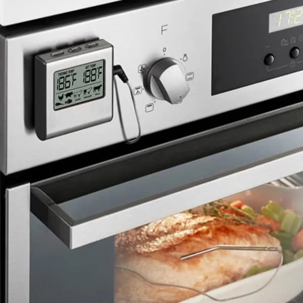 OBOSOE digitalt ovntermometer / kødtermometer med timer og bip - LCD kødtermometer til grill, ovn og rygning Sale