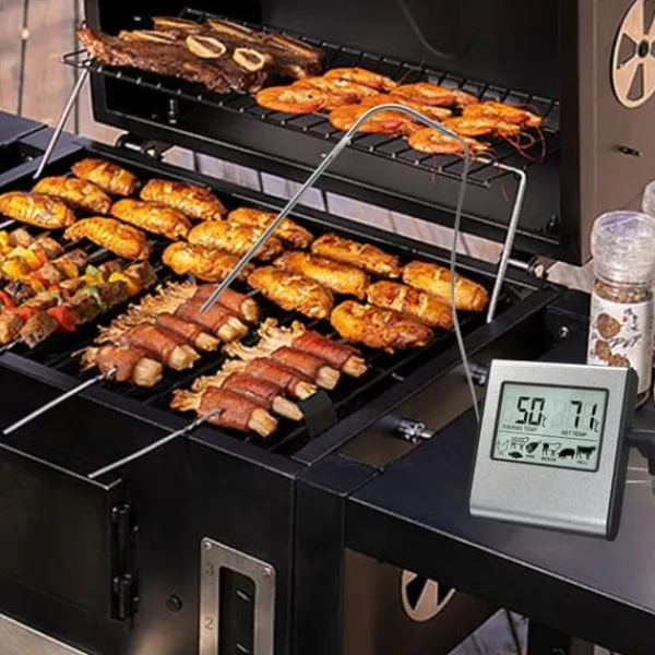 OBOSOE digitalt ovntermometer / kødtermometer med timer og bip - LCD kødtermometer til grill, ovn og rygning Sale