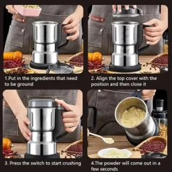 OBOSOE Elektrisk Multifunktionel Kværn / Kaffekværn med 4-bladet stålkniv – Mal kaffebønner, krydderier og ingredienser Hot