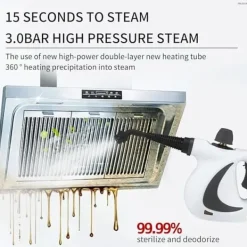 Damprensere>OBOSOE håndholdt damprenser 1050W – 6 dyser, 3.0 bar tryk, 350 ml vandtank til dyb rengøring derhjemme