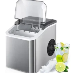 Isproducenter>OBOSOE Ice Maker Bordplade 26 lbs/24h – Selvrensende, med isske og kurv, perfekt til hjem, bar og fester