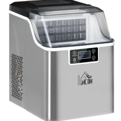 OBOSOE ismaskine 20 kg/24 timer – 2,3 l vandtank og 3,2 l vandtank, rustfrit stål, automatisk rengøring, sølv, 25,2 x 36 x 37,1 cm Best