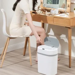 Skraldespande & Papirkurve>OBOSOE 12L Smart skraldespand med bevægelsessensor, batteridrevet automatisk skraldespand til køkken, badeværelse, soveværelse, hjem
