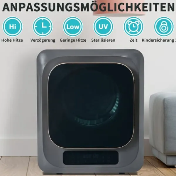 OBOSOE lufttørrer Rustfri 3 kg kapacitet Faktisk 4 kg 850W flertrinsfilter 6 Program Vægmonterbar til badeværelse Discount