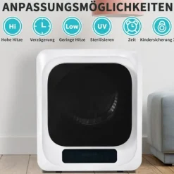 OBOSOE lufttørrer Rustfri 3 kg kapacitet Faktisk 4 kg 850W flertrinsfilter 6 Program Vægmonterbar til badeværelse Online