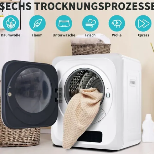 OBOSOE lufttørrer Rustfri 3 kg kapacitet Faktisk 4 kg 850W flertrinsfilter 6 Program Vægmonterbar til badeværelse Online