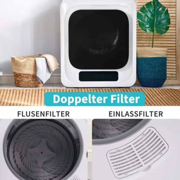 OBOSOE lufttørrer Rustfri 3 kg kapacitet Faktisk 4 kg 850W flertrinsfilter 6 Program Vægmonterbar til badeværelse Online