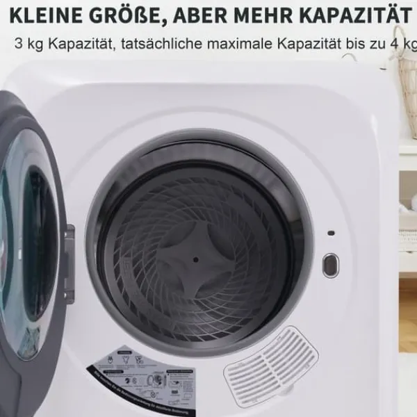 Tørretumblere>OBOSOE lufttørrer rustfrit stål 3 kg kapacitet 850W flertrinsfilter 6 programmer vægmonterbar til badeværelse