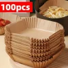 Bagning>OBOSOE 100-Pack Air Fryer Paper - Non-Stick bagepapir til Airfryer, ovn og mikroovn, let at rengøre, tidsbesparende