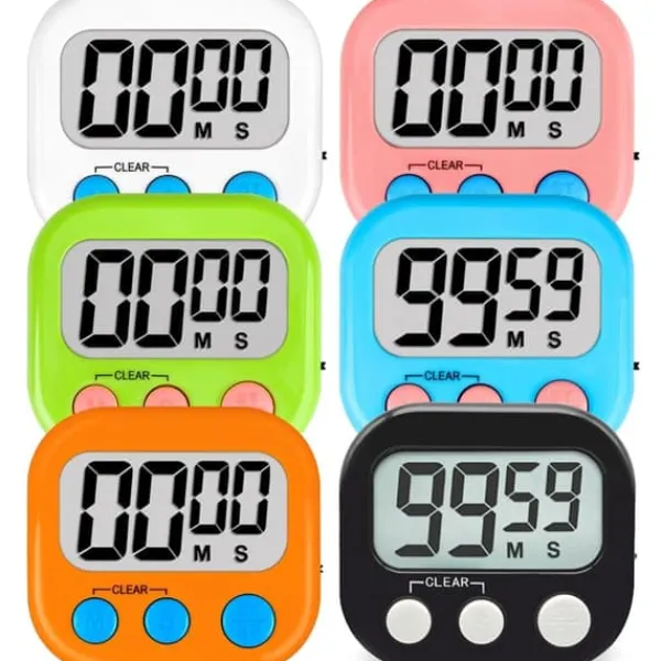 Æggeure>OBOSOE 6-pak Digital Visual Timers – Køkkentimere og klasseværelsestimere til lærere og børn, tilbage til skole og madlavning