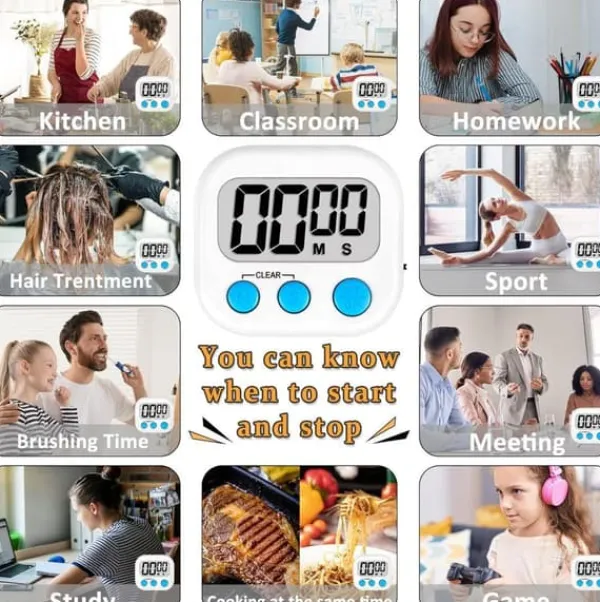Æggeure>OBOSOE 6-pak Digital Visual Timers – Køkkentimere og klasseværelsestimere til lærere og børn, tilbage til skole og madlavning