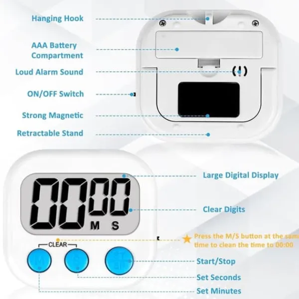 Æggeure>OBOSOE 6-pak Digital Visual Timers – Køkkentimere og klasseværelsestimere til lærere og børn, tilbage til skole og madlavning